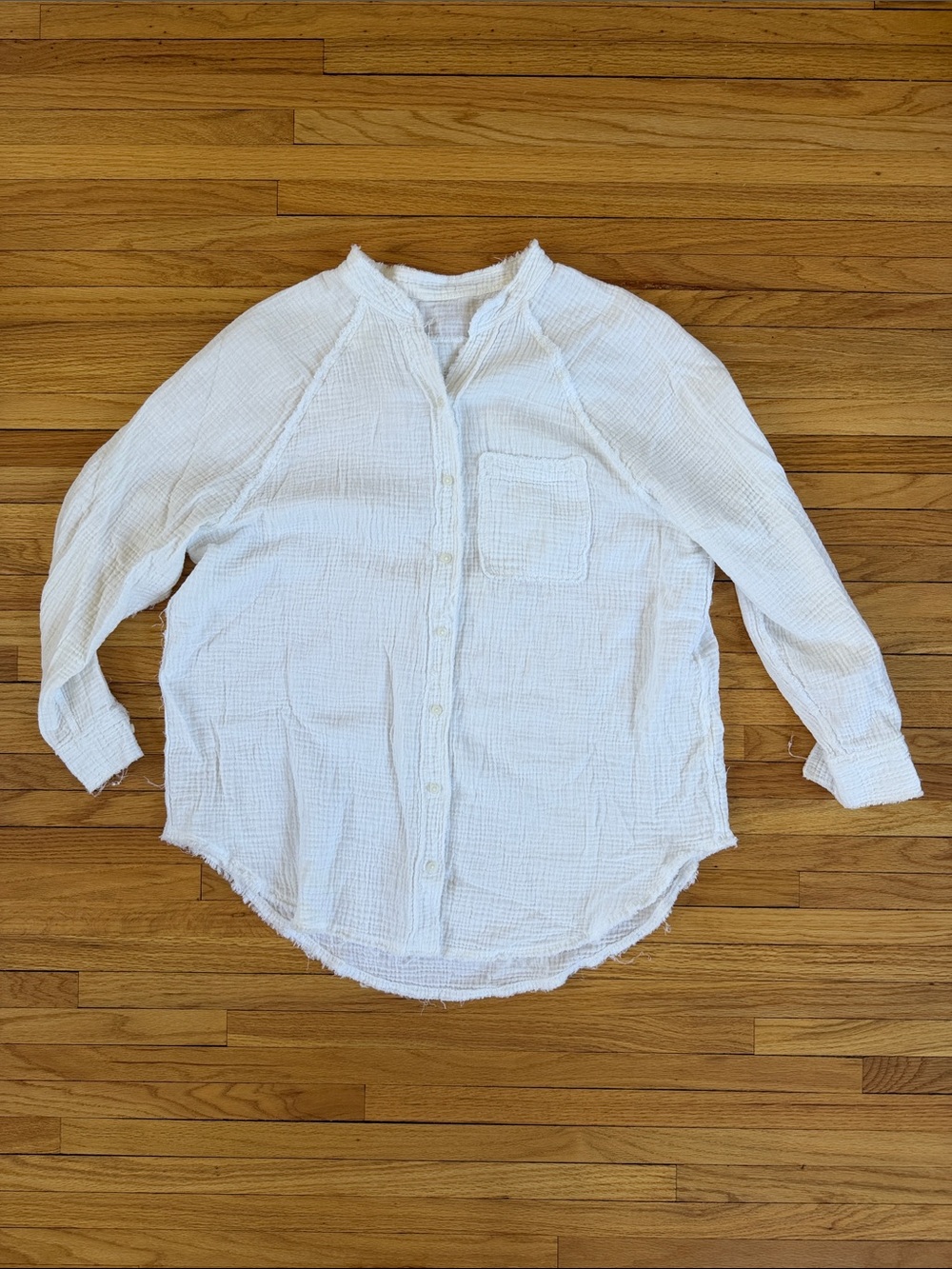 aerie White Gauze Button-Down Shirt